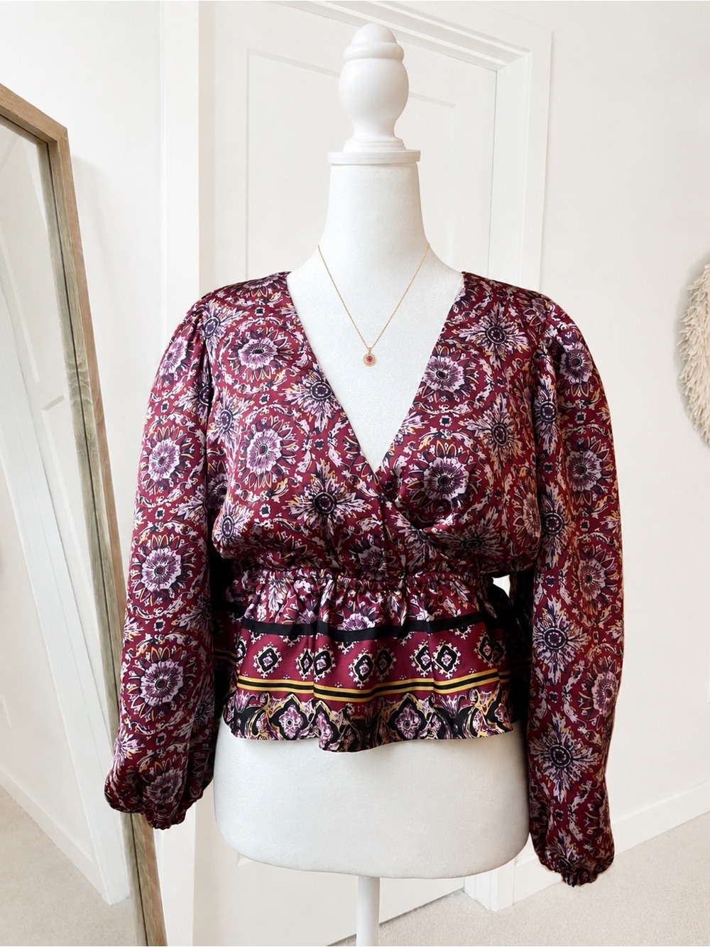 Majorelle Mavis Top in Mosaic Print Puff Long Sleeve Small Revolve